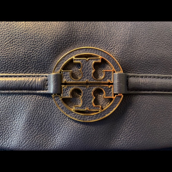 Tory Burch “Amanda” Fold-Over Cross Body Bag Blue - Picture 7 of 11